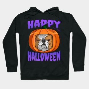 English Bulldog Pumpkin Head Happy Halloween Hoodie